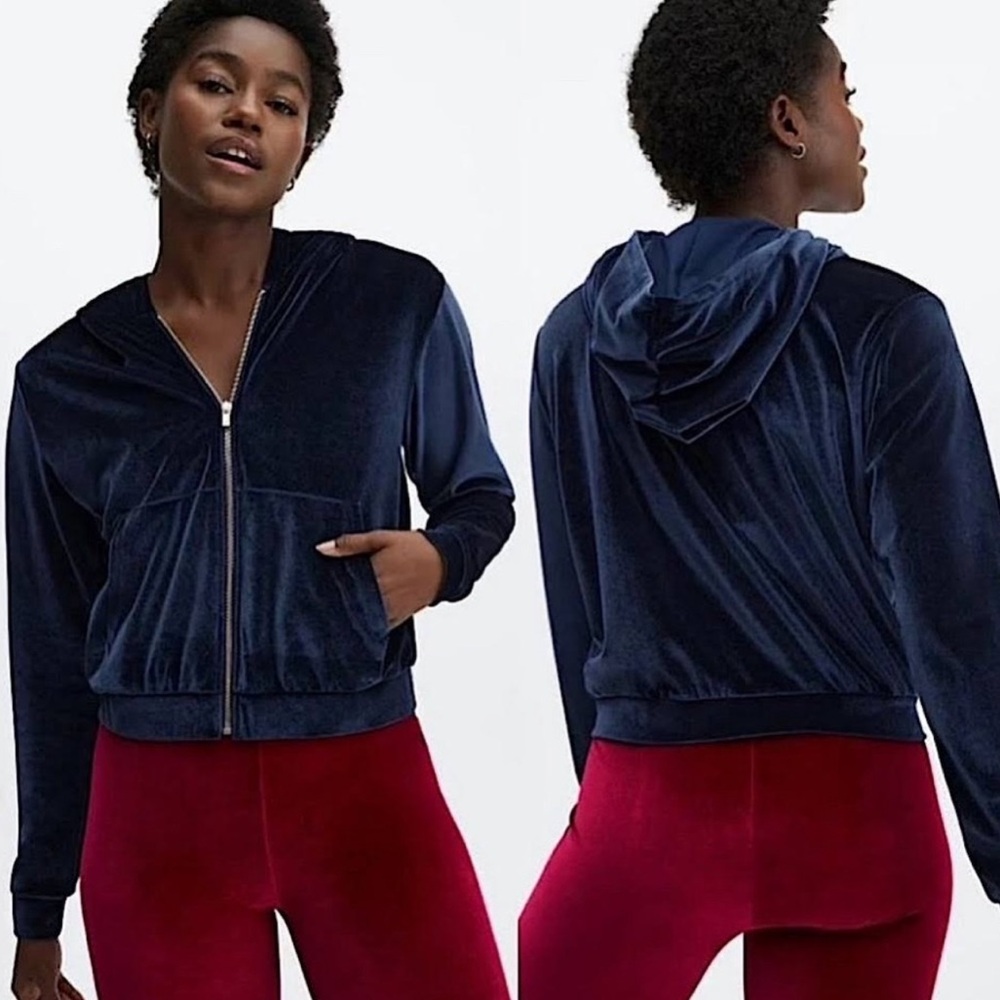 NWT Fabletics Donna Velour Hoodie in navy